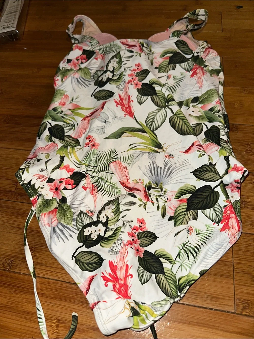 Floral One-Piece women's ' Swimsuit in White with Pink & Green by niptuck
